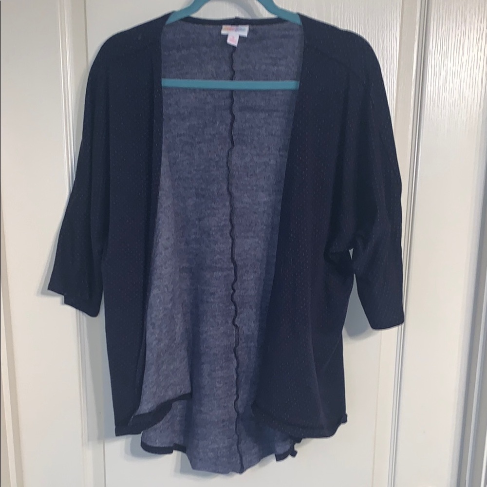Women's navy with polka dots Open-Front Cardigan